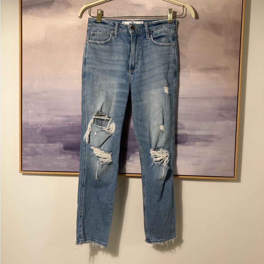 Hollister Distressed Curvy High-Rise Mom Denim Jeans Vintage Stretch‎